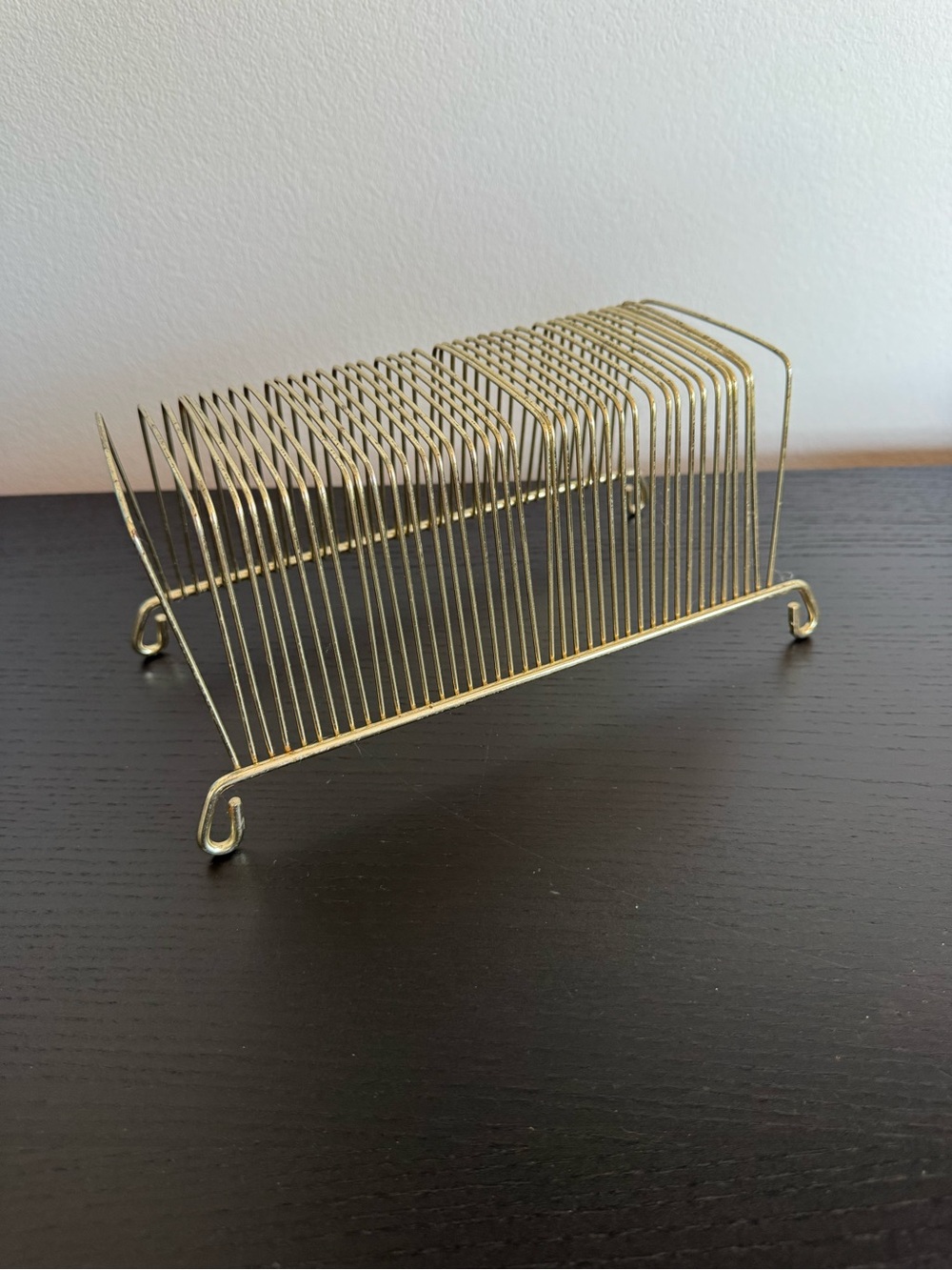Vintage MCM Gold Wire Record Rack Tabletop Vinyl LP Storage Letter Sorte